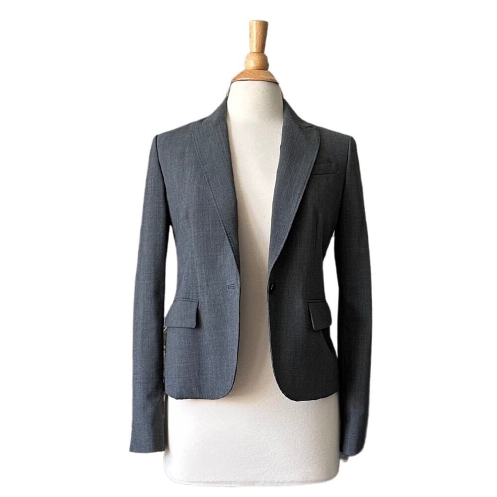 Ann Klein Grey One Button Preppy Wool Blend Dressy ZZ